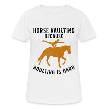 Voltige amusante sur le cheval - T-shirt respirant Femme - blanc - Devant - AI Model Female 172 dark (172cm)