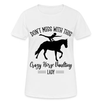 Voltige amusante sur le cheval - T-shirt respirant Femme - blanc - Devant - AI Model Female 172 dark (172cm)