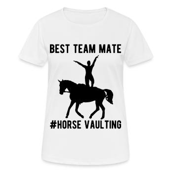 Voltige amusante sur le cheval - T-shirt respirant Femme - blanc - Devant - AI Model Female 172 dark (172cm)