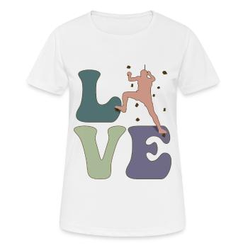 LOVE Wall Climbing Indoor Wall Climber Bouldering - Women's Breathable T-Shirt - white - Front - AI Model Female 172 dark (172cm)