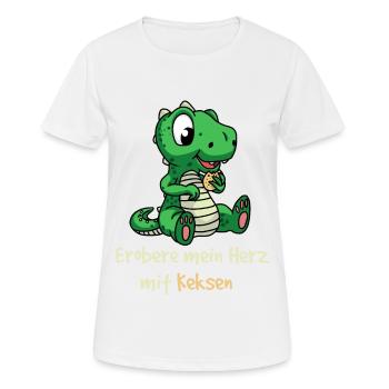 Conquérir mon cœur avec des biscuits Dino kinder Fantasy - T-shirt respirant Femme - blanc - Devant - AI Model Female 172 dark (172cm)