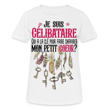 Célibataire Femme Amour Couple Cadeau Humour - T-shirt respirant Femme - blanc - Devant - AI Model Female 172 dark (172cm)