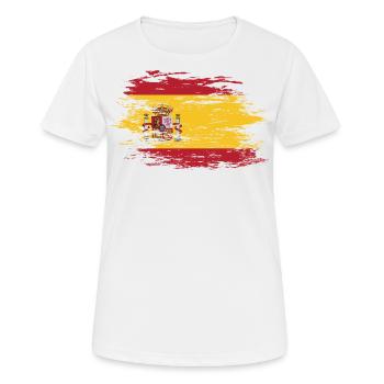 Spanien Flagge used - Frauen T-Shirt atmungsaktiv - Weiß - Vorne - AI Model Female 172 dark (172cm)