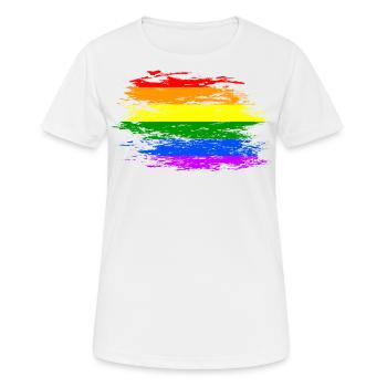 Drapeau arc-en-ciel utilisé - T-shirt respirant Femme - blanc - Devant - AI Model Female 172 dark (172cm)