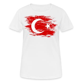 Drapeau de la Turquie utilisé - T-shirt respirant Femme - blanc - Devant - AI Model Female 172 dark (172cm)