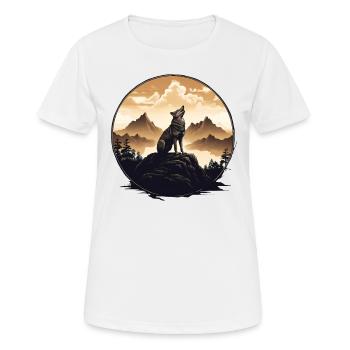 Loneliness of the Wolf: Mountain Dawn - Women's Breathable T-Shirt - white - Front - AI Model Female 172 dark (172cm)