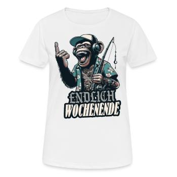 lachs mich dorsch am barsch angeln spruch lustig - Frauen T-Shirt atmungsaktiv - Weiß - Vorne - AI Model Female 172 dark (172cm)