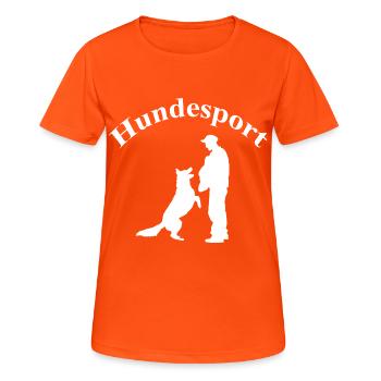 Hundesport 4 - Frauen T-Shirt atmungsaktiv - Neonorange - Vorne - AI Model Female 172 dark (172cm)