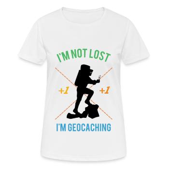je ne suis pas perdu dans le géocaching - T-shirt respirant Femme - blanc - Devant - AI Model Female 172 dark (172cm)