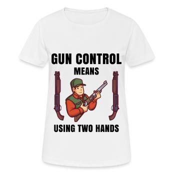 le contrôle des armes à feu signifie à l'aide de deux mains - T-shirt respirant Femme - blanc - Devant - AI Model Female 172 dark (172cm)