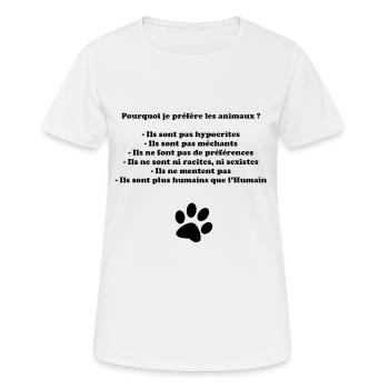 Amour des Animaux - T-shirt respirant Femme - blanc - Devant - AI Model Female 172 dark (172cm)