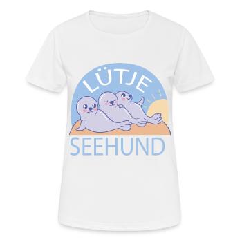 Lütje Seehund kleiner Seehund - Frauen T-Shirt atmungsaktiv - Weiß - Vorne - AI Model Female 172 dark (172cm)