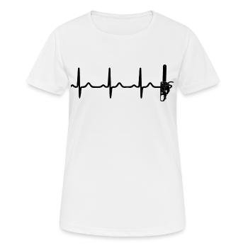 tronçonneuse, battement de cœur, bûcheron, bûcheron, bûcheron, bois d’œuvre - T-shirt respirant Femme - blanc - Devant - AI Model Female 172 dark (172cm)