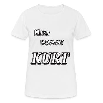 Hier kommt kurt t-shirt tshirt t shirt vorname - Frauen T-Shirt atmungsaktiv - Weiß - Vorne - AI Model Female 172 dark (172cm)