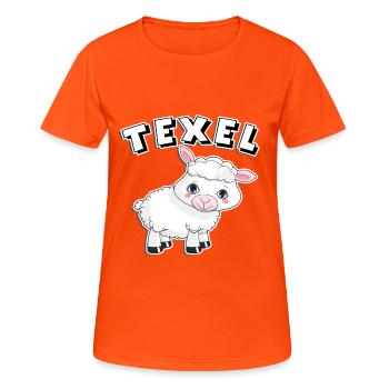 texel schaf t-shirt insel Holland tshirt lamm - Frauen T-Shirt atmungsaktiv - Neonorange - Vorne - AI Model Female 172 dark (172cm)