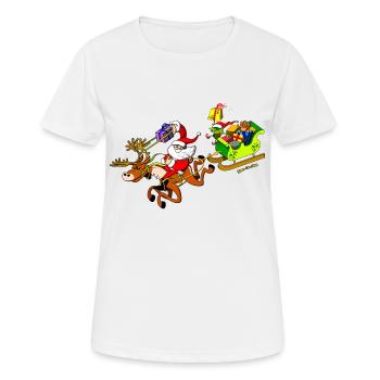 La livraison de cadeaux du Père Noël avec un - T-shirt respirant Femme - blanc - Devant - AI Model Female 172 dark (172cm)