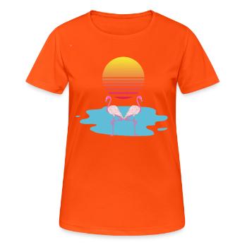 FLAMANT ROSE COUCHER SOLEIL - T-shirt respirant Femme - orange néon - Devant - AI Model Female 172 dark (172cm)