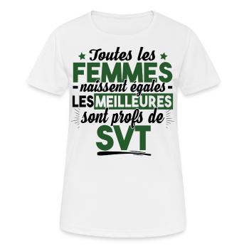 Prof Professeur SVT Sciences Vie Terre Métier - T-shirt respirant Femme - blanc - Devant - AI Model Female 172 dark (172cm)