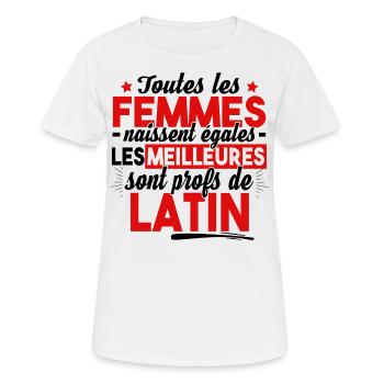 Prof Professeur Latin Métier Citations Noël - T-shirt respirant Femme - blanc - Devant - AI Model Female 172 dark (172cm)