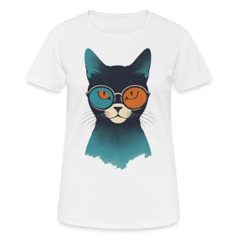 L’œil de chat en contraste - T-shirt respirant Femme - blanc - Devant - AI Model Female 172 dark (172cm)