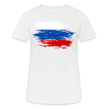 Russia flag used - Women's Breathable T-Shirt - white - Front - AI Model Female 172 dark (172cm)