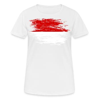 Indonesien Flagge used - Frauen T-Shirt atmungsaktiv - Weiß - Vorne - AI Model Female 172 dark (172cm)