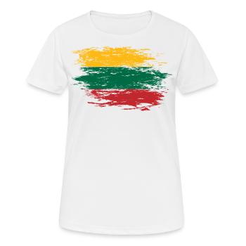 Litauen Flagge used - Frauen T-Shirt atmungsaktiv - Weiß - Vorne - AI Model Female 172 dark (172cm)