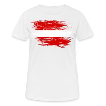 Lettland Flagge used - Frauen T-Shirt atmungsaktiv - Weiß - Vorne - AI Model Female 172 dark (172cm)