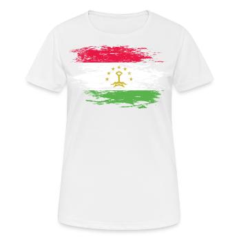 Tadschikistan Flagge used - Frauen T-Shirt atmungsaktiv - Weiß - Vorne - AI Model Female 172 dark (172cm)