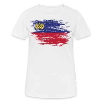Liechtenstein Flagge used - Frauen T-Shirt atmungsaktiv - Weiß - Vorne - AI Model Female 172 dark (172cm)