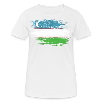 Drapeau de l’Ouzbékistan utilisé - T-shirt respirant Femme - blanc - Devant - AI Model Female 172 dark (172cm)