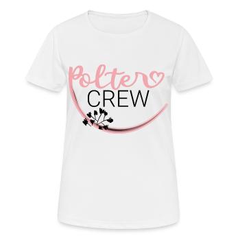 Polter Crew mit Blümchen - Frauen T-Shirt atmungsaktiv - Weiß - Vorne - AI Model Female 172 dark (172cm)