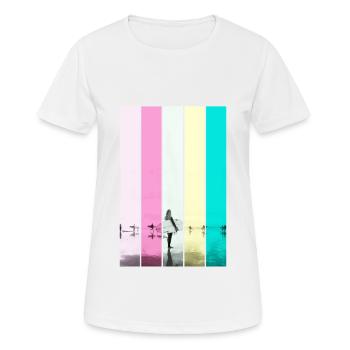 Surfer Surfen Surfergirl Strand Welle Wellen - Frauen T-Shirt atmungsaktiv - Weiß - Vorne - AI Model Female 172 dark (172cm)