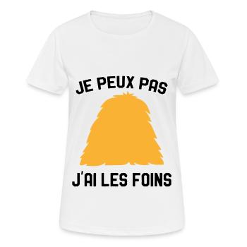 Je Peux Pas J'ai Les Foins Humour Agriculteur - T-shirt respirant Femme - blanc - Devant - AI Model Female 172 dark (172cm)