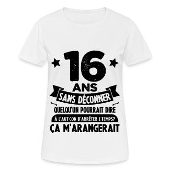 16 ans anniversaire 16 anniversaire cadeau 16 ans - T-shirt respirant Femme - blanc - Devant - AI Model Female 172 dark (172cm)