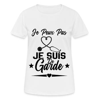 Je Peux Pas Je Suis De Garde Drôle Infirmier - T-shirt respirant Femme - blanc - Devant - AI Model Female 172 dark (172cm)