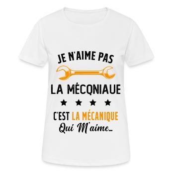C'est la Mécanique Qui M'aime Cadeau Humour - T-shirt respirant Femme - blanc - Devant - AI Model Female 172 dark (172cm)