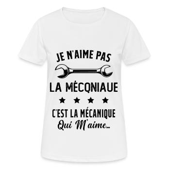 C'est la Mécanique Qui M'aime Cadeau Humour - T-shirt respirant Femme - blanc - Devant - AI Model Female 172 dark (172cm)