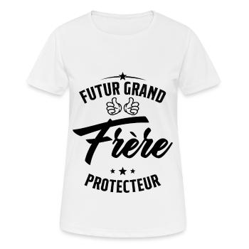 Futur Grand frère Protecteur Cadeau Humour - T-shirt respirant Femme - blanc - Devant - AI Model Female 172 dark (172cm)