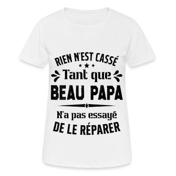 Rien n'est cassé tant que Beau Papa le réparer - T-shirt respirant Femme - blanc - Devant - AI Model Female 172 dark (172cm)