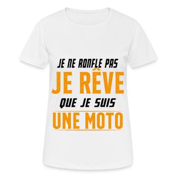 Je ne ronfle pas je rêve de moto ma passion - T-shirt respirant Femme - blanc - Devant - AI Model Female 172 dark (172cm)