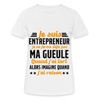 Je suis entrepreneur je ne ferme pas ma gueule - T-shirt respirant Femme - blanc - Devant - AI Model Female 172 dark (172cm)