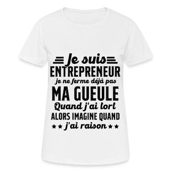 Je suis entrepreneur je ne ferme pas ma gueule - T-shirt respirant Femme - blanc - Devant - AI Model Female 172 dark (172cm)