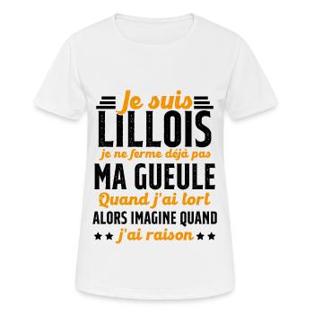 Lillois je ferme pas ma gueule cadeau Lille humour - T-shirt respirant Femme - blanc - Devant - AI Model Female 172 dark (172cm)
