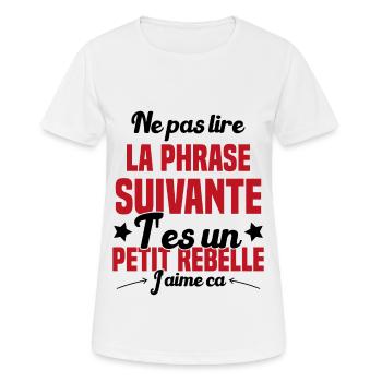 Ne pas lire la phrase suivante - T-shirt respirant Femme - blanc - Devant - AI Model Female 172 dark (172cm)