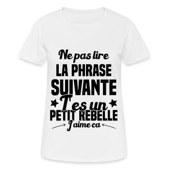 Ne pas lire la phrase suivante - T-shirt respirant Femme - blanc - Devant - AI Model Female 172 dark (172cm)