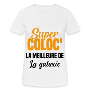 Super colocataire cadeau drôle fille coloc - T-shirt respirant Femme - blanc - Devant - AI Model Female 172 dark (172cm)