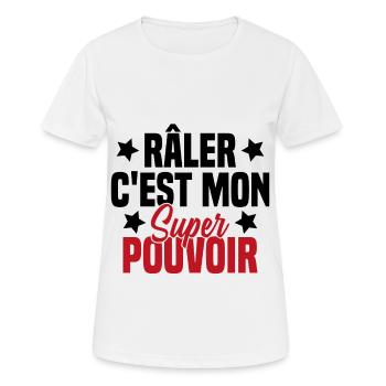 RALER C'EST MON SUPER POUVOIR - T-shirt respirant Femme - blanc - Devant - AI Model Female 172 dark (172cm)