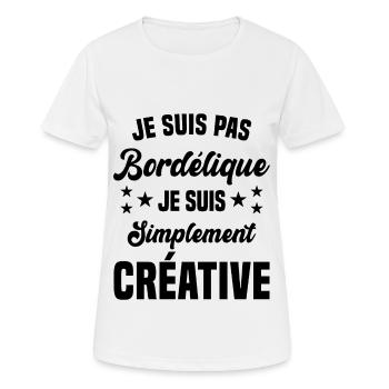 Je suis pas bordélique je suis simplement créative - T-shirt respirant Femme - blanc - Devant - AI Model Female 172 dark (172cm)