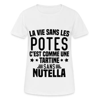 Tartine sans chocolat Humour Cadeau - T-shirt respirant Femme - blanc - Devant - AI Model Female 172 dark (172cm)